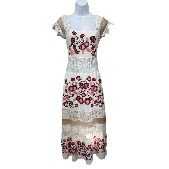 For Love And Lemons Cecelia Maxi Dress XS Embroidered Lace Wedding Bridal Prom - Picture 1 of 16